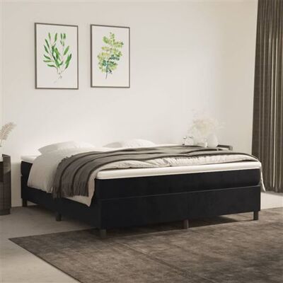 Lit boxspring en velours noir 180x200cm Maisonchic - Lit - Publicité Lit boxspring en velours noir 180x200cm Maisonchic - Lit - Publicité
