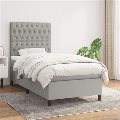 Non communiqué vidaXL Boxspring met matras stof lichtgrijs 90x190 cm3141977 Gris clair - Publicité Non communiqué vidaXL Boxspring met matras stof lichtgrijs 90x190 cm3141977 Gris clair - Publicité