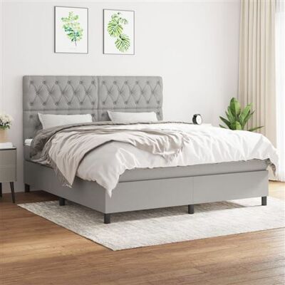 Non communiqué vidaXL Boxspring met matras stof lichtgrijs 160x200 cm3142025 Gris - Publicité Non communiqué vidaXL Boxspring met matras stof lichtgrijs 160x200 cm3142025 Gris - Publicité