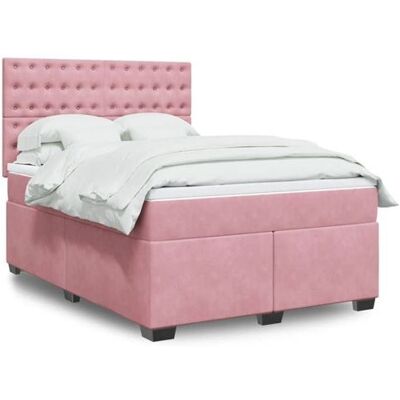 Lit en velours rose VidaXL 140x200cm avec éclairage LED - Publicité Lit en velours rose VidaXL 140x200cm avec éclairage LED - Publicité