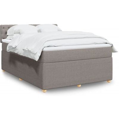 Lit boxspring gris taupe tissu 160x200cm Vidaxl - Lit - Publicité Lit boxspring gris taupe tissu 160x200cm Vidaxl - Lit - Publicité