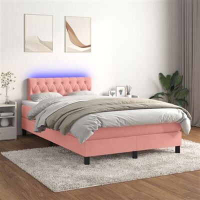 Lit en Velours Rose avec LED et Matelas - vidaXL - Publicité Lit en Velours Rose avec LED et Matelas - vidaXL - Publicité