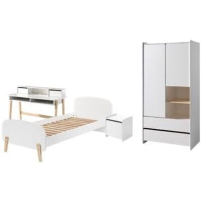 KIDDY White 90x200 - Blanc - Ensemble chambre - Bedroom set - Publicité KIDDY White 90x200 - Blanc - Ensemble chambre - Bedroom set - Publicité