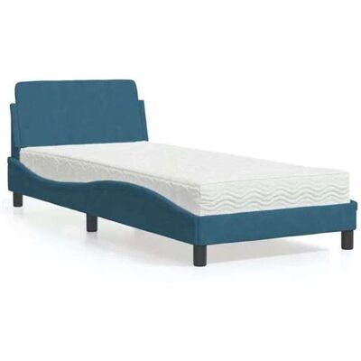 Vidaxl - Lit avec Matelas en Velours Bleu 90x190cm - Publicité Vidaxl - Lit avec Matelas en Velours Bleu 90x190cm - Publicité