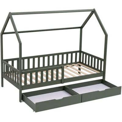Non communiqué Lit cabane pour enfant 190x90cm vert avec tiroirs MARCEAU Vert - Publicité Non communiqué Lit cabane pour enfant 190x90cm vert avec tiroirs MARCEAU Vert - Publicité