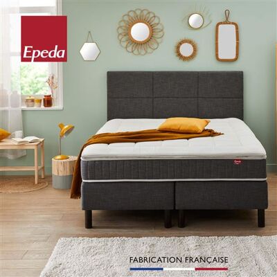 Non communiqué Ensemble boxspring 3 en 1 sommier + tête de lit + pieds Epeda ENCHANTEUR Chine gris 2x100x200 - Publicité Non communiqué Ensemble boxspring 3 en 1 sommier + tête de lit + pieds Epeda ENCHANTEUR Chine gris 2x100x200 - Publicité
