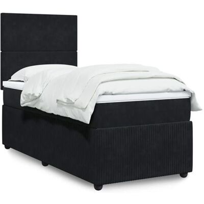 Lit box spring avec matelas en velours noir 100x200 cm VidaXL - Publicité Lit box spring avec matelas en velours noir 100x200 cm VidaXL - Publicité
