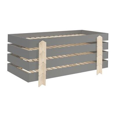Non communiqué Pack de 4 lits empilables pin massif gris et bois clair Ridulo 90x200 cm Gris - Publicité Non communiqué Pack de 4 lits empilables pin massif gris et bois clair Ridulo 90x200 cm Gris - Publicité