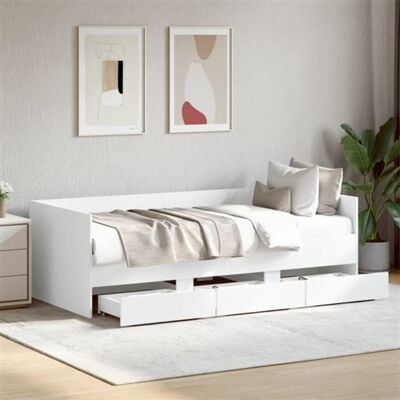 Non communiqué Lit de jour avec tiroirs sans matelas blanc 90x190 cm Blanc - Publicité Non communiqué Lit de jour avec tiroirs sans matelas blanc 90x190 cm Blanc - Publicité