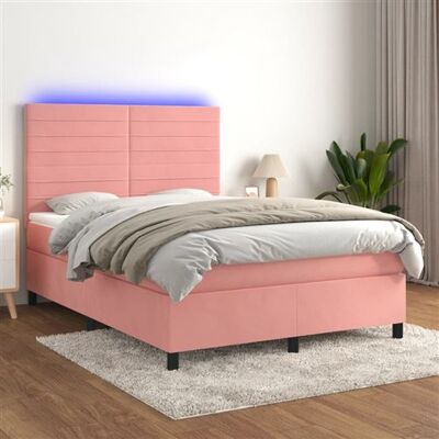 vidaXL Lit en Velours Rose avec LED, 140x200 cm - Lit - Publicité vidaXL Lit en Velours Rose avec LED, 140x200 cm - Lit - Publicité