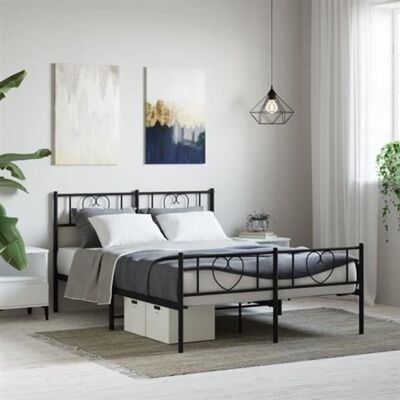 Structure de lit Maisonchic avec tête et pied en métal - Noir - 135x190cm - Publicité Structure de lit Maisonchic avec tête et pied en métal - Noir - 135x190cm - Publicité