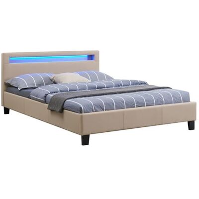 Idimex - Rioja - Tissu beige - 140x190 cm - Bed - Publicité Idimex - Rioja - Tissu beige - 140x190 cm - Bed - Publicité