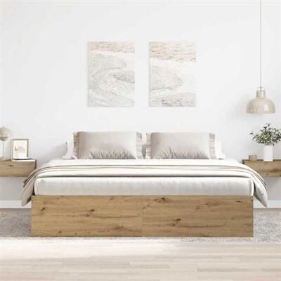 vidaXL - Oak Artisan 180x200 - Bois engineering - Cadre de lit - Publicité vidaXL - Oak Artisan 180x200 - Bois engineering - Cadre de lit - Publicité