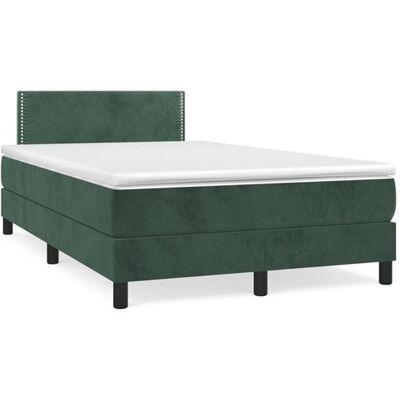 vidaXL Lit Velours Vert Foncé 120x190 - Lit - Publicité vidaXL Lit Velours Vert Foncé 120x190 - Lit - Publicité