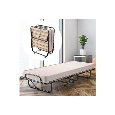 Non communiqué Lit pliant simple adulte avec matelas en mousse à mémoire de forme, avec 4 roulettes et 15 sommiers à lattes en bois pour salon, 190*80*39 cm - Publicité Non communiqué Lit pliant simple adulte avec matelas en mousse à mémoire de forme, avec 4 roulettes et 15 sommiers à lattes en bois pour salon, 190*80*39 cm - Publicité