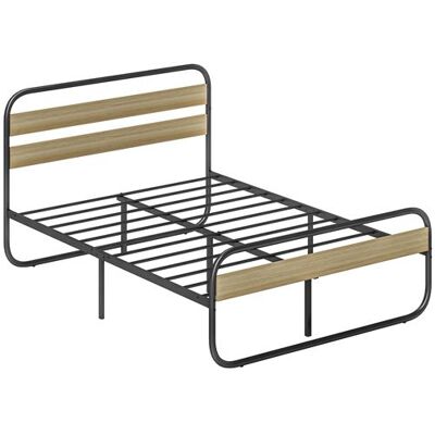 Non communiqué Lit double - tête de lit, pied de lit, sommier - compatible matelas 190L x 140l cm - acier noir aspect chêne clair Beige - Publicité Non communiqué Lit double - tête de lit, pied de lit, sommier - compatible matelas 190L x 140l cm - acier noir aspect chêne clair Beige - Publicité