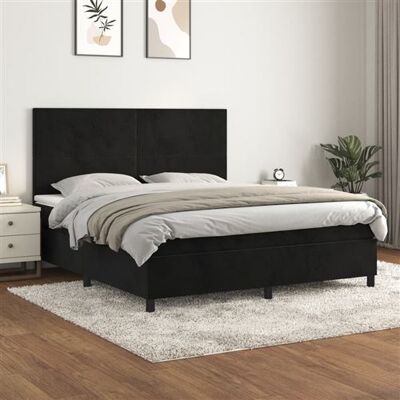 Lit box spring en velours noir vidaXL 180x200cm - Lit et cadre - Publicité Lit box spring en velours noir vidaXL 180x200cm - Lit et cadre - Publicité