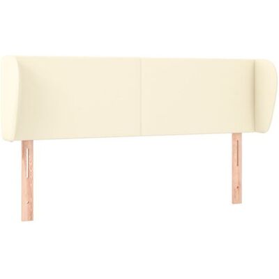 Tête de lit avec oreilles crème - 147x23x78/88 cm en Simili cuir - Publicité Tête de lit avec oreilles crème - 147x23x78/88 cm en Simili cuir - Publicité