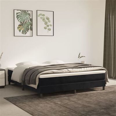 Lit double en velours noir vidaXL - Matelas et cadre - Publicité Lit double en velours noir vidaXL - Matelas et cadre - Publicité