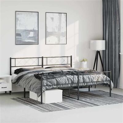 Structure de lit en métal vidaXL Noire 183x213 cm - Avec tête et pied de lit - Publicité Structure de lit en métal vidaXL Noire 183x213 cm - Avec tête et pied de lit - Publicité
