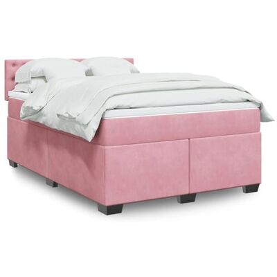 vidaXL Lit Boxspring en Velours Rose - 160x200 cm - Publicité vidaXL Lit Boxspring en Velours Rose - 160x200 cm - Publicité