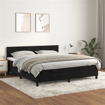 Lit boxspring en velours noir 180x200cm - Maisonchic - Publicité Lit boxspring en velours noir 180x200cm - Maisonchic - Publicité