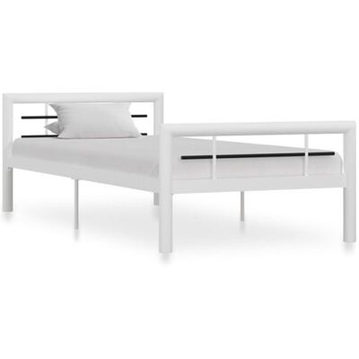 Non communiqué Cadre de lit sans matelas blanc et noir métal 100x200 cm Blanc - Publicité Non communiqué Cadre de lit sans matelas blanc et noir métal 100x200 cm Blanc - Publicité