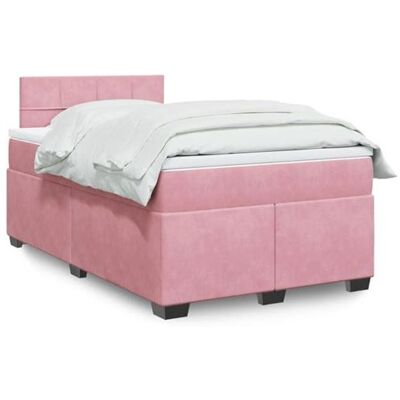 vidaXL Lit à boxspring en velours rose 120x190cm - Lit - Publicité vidaXL Lit à boxspring en velours rose 120x190cm - Lit - Publicité