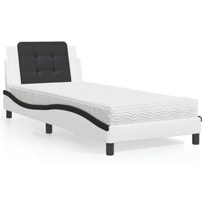 Vidaxl - Lit avec matelas en cuir synthétique Blanc et Noir 80x200 cm - Lit avec Matelas - Publicité Vidaxl - Lit avec matelas en cuir synthétique Blanc et Noir 80x200 cm - Lit avec Matelas - Publicité