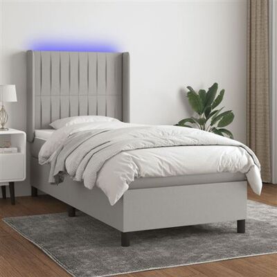Lit en Tissu Gris Clair avec LED vidaXL - Lit avec Matelas & Lumières - Publicité Lit en Tissu Gris Clair avec LED vidaXL - Lit avec Matelas & Lumières - Publicité