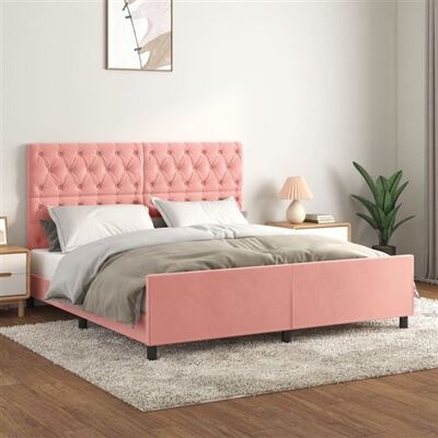 vidaXL Cadre de lit en Velours Rose 160x200 cm - Avec Tête de Lit - Publicité vidaXL Cadre de lit en Velours Rose 160x200 cm - Avec Tête de Lit - Publicité