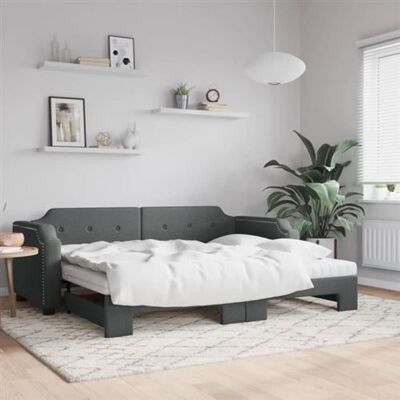 Non communiqué vidaXL Lit de jour avec gigogne et matelas gris foncé 80x200 cm tissu 3197648 Gris - Publicité Non communiqué vidaXL Lit de jour avec gigogne et matelas gris foncé 80x200 cm tissu 3197648 Gris - Publicité