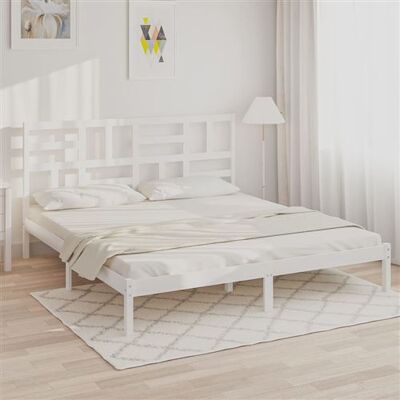 vidaXL Lit en Bois Massif Blanc 180x200 cm - Lit - Publicité vidaXL Lit en Bois Massif Blanc 180x200 cm - Lit - Publicité