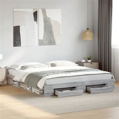 Non communiqué vidaXL Bedframe met lades bewerkt hout grijs sonoma eiken 200x200 cm3280725 Gris - Publicité Non communiqué vidaXL Bedframe met lades bewerkt hout grijs sonoma eiken 200x200 cm3280725 Gris - Publicité