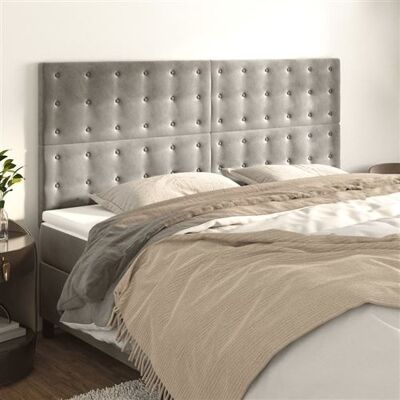 MAISONCHIC 4 Têtes de lit en Velours Gris Clair - Tête de lit - Publicité MAISONCHIC 4 Têtes de lit en Velours Gris Clair - Tête de lit - Publicité