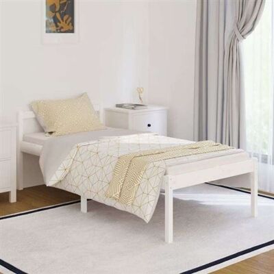 Cadre de lit en pin blanc vidaXL - Sommier en bois massif pour matelas 90x190 cm - Publicité Cadre de lit en pin blanc vidaXL - Sommier en bois massif pour matelas 90x190 cm - Publicité
