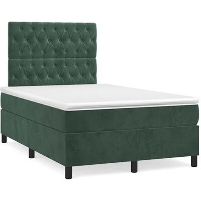 Lit box spring vidaXL - Velours vert foncé - 120x190cm - Modèle Knopf - Publicité Lit box spring vidaXL - Velours vert foncé - 120x190cm - Modèle Knopf - Publicité