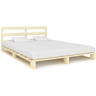Cadre de Lit en Bois Maisonchic - 160x200cm - Solide & Rustique - Publicité Cadre de Lit en Bois Maisonchic - 160x200cm - Solide & Rustique - Publicité