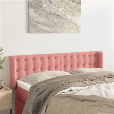 vidaXL Tête de lit avec oreilles rose velours 147x16x78/88 cm - Headboard - Publicité vidaXL Tête de lit avec oreilles rose velours 147x16x78/88 cm - Headboard - Publicité