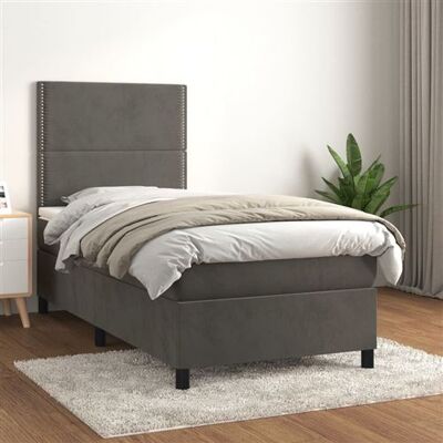 Non communiqué vidaXL Boxspring met matras fluweel donkergrijs 90x190 cm3142936 Gris - Publicité Non communiqué vidaXL Boxspring met matras fluweel donkergrijs 90x190 cm3142936 Gris - Publicité