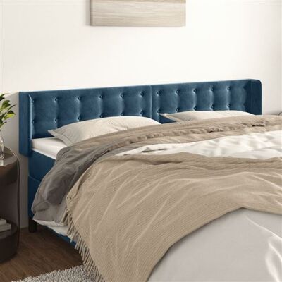vidaXL Tête de lit avec Oreilles Bleu Foncé - Headboard - Publicité vidaXL Tête de lit avec Oreilles Bleu Foncé - Headboard - Publicité