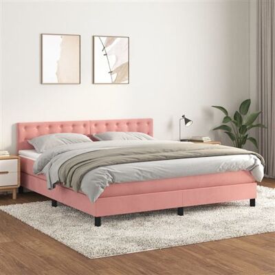 vidaXL Lit en Velours Rose avec Matelas - Lit - Publicité vidaXL Lit en Velours Rose avec Matelas - Lit - Publicité