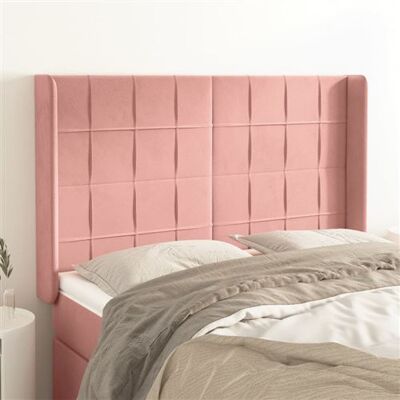 Tête de lit en Velours Rose avec Oreilles - Accessoire de Lit - Publicité Tête de lit en Velours Rose avec Oreilles - Accessoire de Lit - Publicité