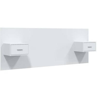 Tête de lit en bois blanc vidaXL avec tables de nuit - Publicité Tête de lit en bois blanc vidaXL avec tables de nuit - Publicité