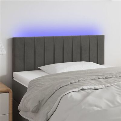 Tête de lit en velours gris foncé avec LED - Tête de lit - Publicité Tête de lit en velours gris foncé avec LED - Tête de lit - Publicité