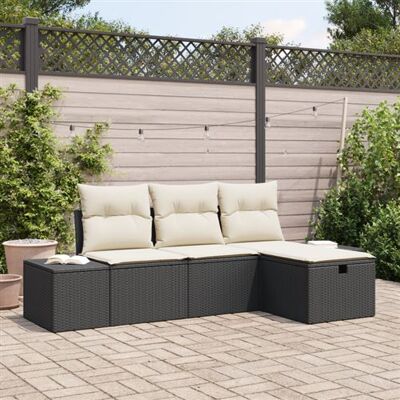 Ensemble de Canapé de Jardin VidaXL - Rotin Synthétique Moderne, Coussins Résistants aux Intempéries - Pour 4 - Publicité Ensemble de Canapé de Jardin VidaXL - Rotin Synthétique Moderne, Coussins Résistants aux Intempéries - Pour 4 - Publicité