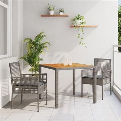 Ensemble de Salle à Manger de Jardin VIDAXL 3 Pièces Gris - Publicité Ensemble de Salle à Manger de Jardin VIDAXL 3 Pièces Gris - Publicité