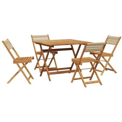 Ensemble de dîner de jardin vidaXL - 5 pièces, Beige, Pliable, Résistant aux intempéries - Publicité Ensemble de dîner de jardin vidaXL - 5 pièces, Beige, Pliable, Résistant aux intempéries - Publicité