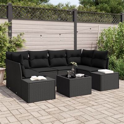 Ensemble de Canapé de Jardin VIDAXL 7 pièces Raphia Noir - Publicité Ensemble de Canapé de Jardin VIDAXL 7 pièces Raphia Noir - Publicité