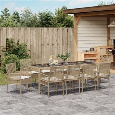 Ensemble de salle à manger de jardin beige - Rectangulaire - 11 pièces - Publicité Ensemble de salle à manger de jardin beige - Rectangulaire - 11 pièces - Publicité